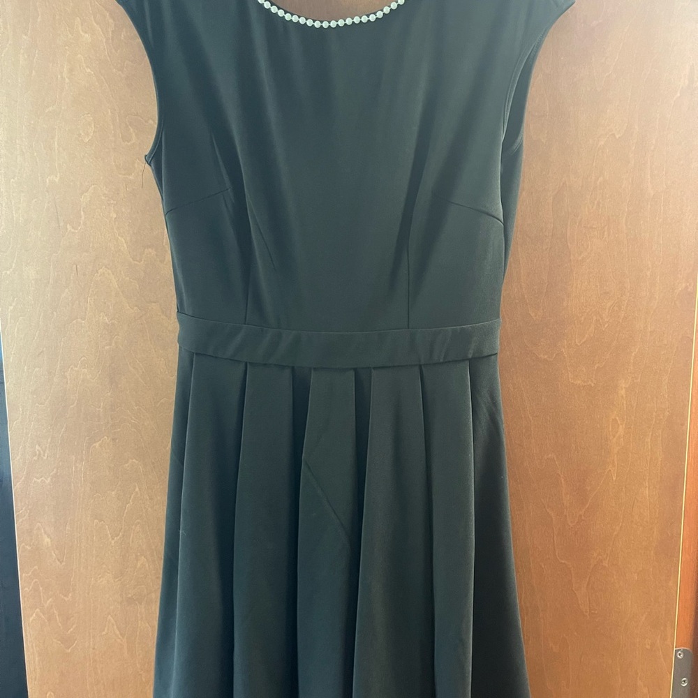 Elegant Black Dress with Pearl Detail